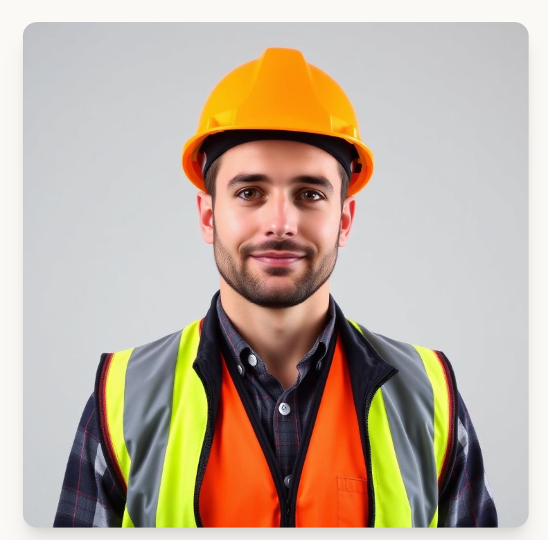 Dramatización, no un hecho real. Trabajador de construcción con casco de seguridad - Abogados de accidentes de trabajo — Dramatización, no un hecho real.